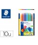 Rotulador staedtler noris 326 punta de fibra nuevo cuerpo hexagonal caja de 10 unidades colores surtidos