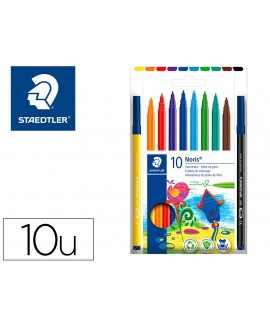 Marker staedtler noris 326 fiber tip new hexagonal body box of 10 units assorted colors