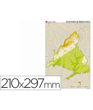 Mapa mudo color din a4 madrid comunidad de madrid fisico