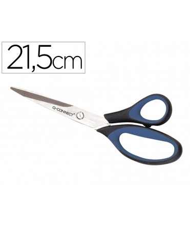 Tijera oficina q-connect mango caucho 8"" 21'5 cm blister de seguridad