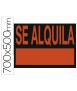 Cartel plastico archivo 2000 ""se alquila"" rojo fluorescente 700x500 mm