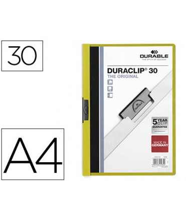Carpeta duraclip dossier pinza lateral verde capacidad 30 hojas
