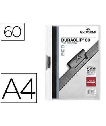 Carpeta duraclip dossier pinza lateral blanco capacidad 60 hojas
