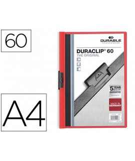 Duraclip dossier folder side clamp red capacity 60 sheets