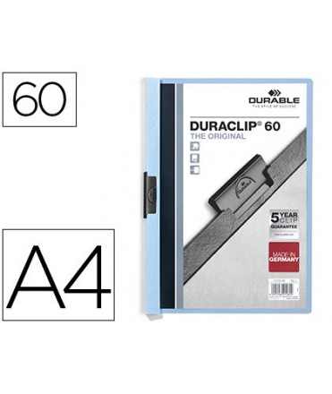 Carpeta duraclip dossier pinza lateral azul capacidad 60 hojas
