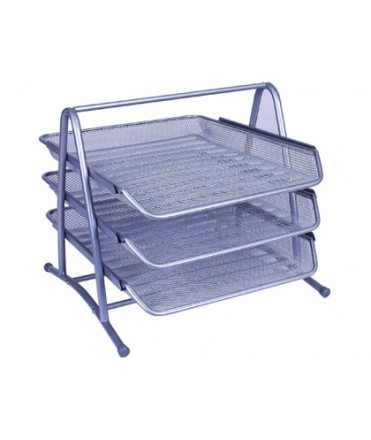 Metal tabletop tray q-connect kf00822 silver grid 3 movable trays 350x278x275 mm