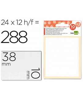 Etiquetas liderpapel sobre de 10 h. + 2 h. obsequio 10x38 mm -21 unidades por hoja