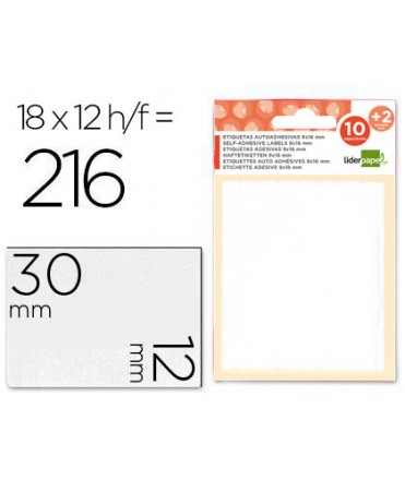 Etiquetas liderpapel sobre de 10 h. + 2 h. obsequio 12x30 mm -18 unidades por hoja