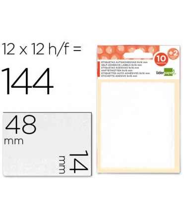 Etiquetas liderpapel sobre de 10 h. + 2 h. obsequio 14x48 mm -10 unidades por hoja