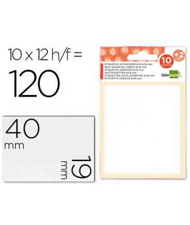 Etiquetas liderpapel sobre de 10 h. + 2 h. obsequio 19x40 mm -10 unidades por hoja