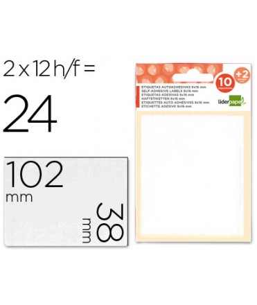 Labels liderpapel 10 h. envelope + 2 h. gift 38x102 mm -2 units per sheet