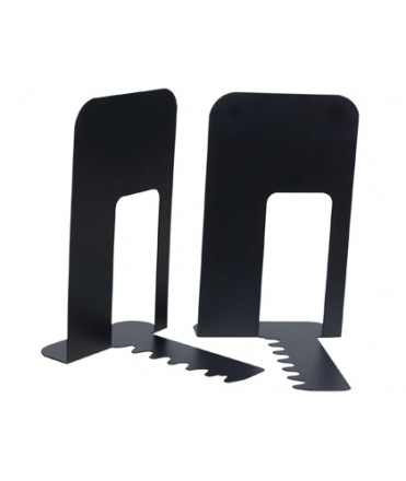 Apoyalibros metalico q-connect kf00837 negro juego de 2 165x127x165mm