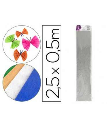 Papel crespon liderpapel 50 cm x 2.5m metalizado plata