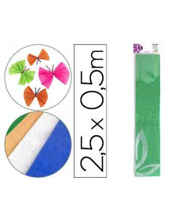 Papel crespon liderpapel 50 cm x 2.5m metalizado verde