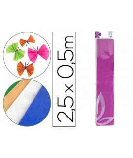 Papel crespon liderpapel 50 cm x 2.5m metalizado rosa