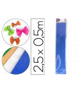 Papel crespon liderpapel 50 cm x 2.5m metalizado azul
