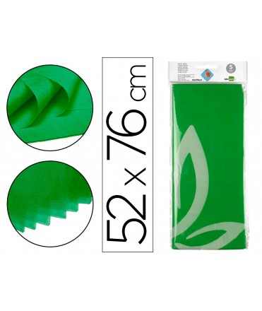 Papel seda liderpapel 52x76cm 18g/m2 bolsa de 5 hojas verde