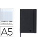 Libreta liderpapel simil piel a5 120 hojas 70g/m2 cuadro 4mm sin margen negro