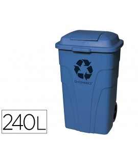 Plastic q-connect container bin with lid 240l blue color 1040x620x610 mm with wheels