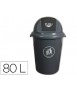 Papelera contenedor q-connect plastico con tapadera 80l color gris 450x760 mm