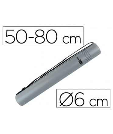 Portaplanos plastico liderpapel diametro 6 cm extensible hasta 80 cm gris