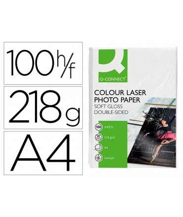 Papel q-connect foto glossy din a4 para fotocopiadoras e impresoras laser paquete de 100 hojas de 218 gr