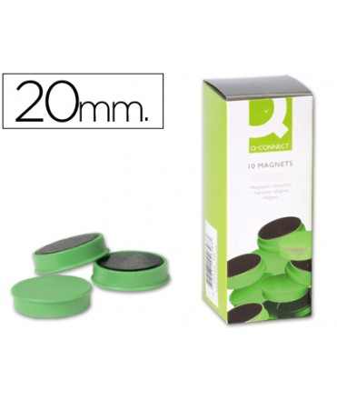 Iman para sujecion q-connect ideal para pizarras magneticas20 mm verde caja de 10 unidades