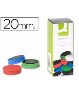 Iman para sujecion q-connect ideal para pizarras magneticas20 mm colores surtidos caja de 10 unidades