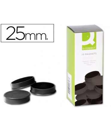 Iman para sujecion q-connect ideal para pizarras magneticas25 mm negro caja de 10 unidades