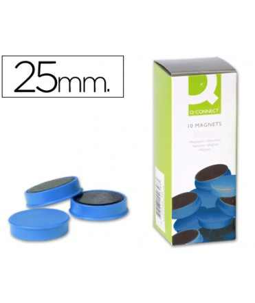 Iman para sujecion q-connect ideal para pizarras magneticas25 mm azul caja de 10 unidades