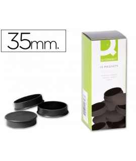 Iman para sujecion q-connect ideal para pizarras magneticas35 mm negro caja de 10 unidades