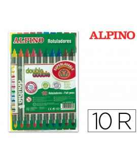Alpine double double marker with thick tip and fine tip box of 10+2 units assorted colors