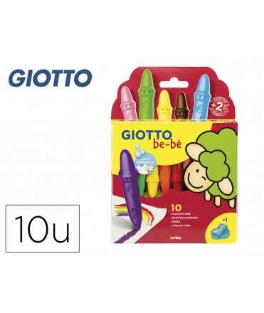 Lapices cera giotto super bebe caja de 10 unidades colores surtidos + sacapuntas
