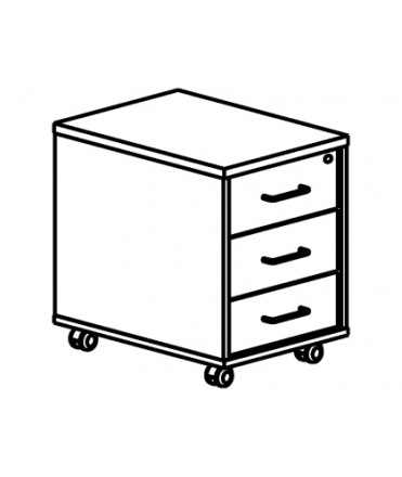 Cajonera rocada con 3 cajones serie store 60x40x60 cm acabado haya/haya