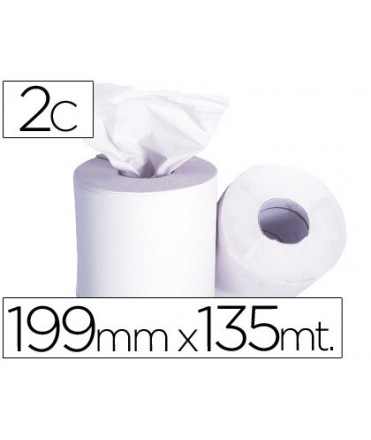 Papel secamanos 2 capas 199 mm x 135 m mandril 70 mm diametro 197 mm