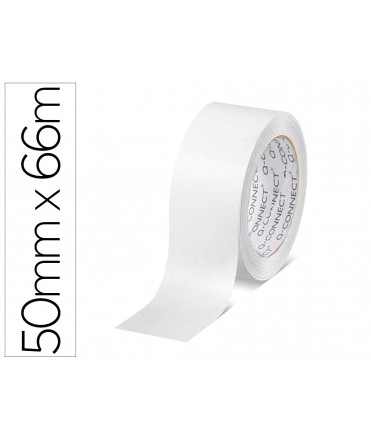 Cinta adhesiva q-connect polipropileno blanca 66 mt x 50 mm para embalaje