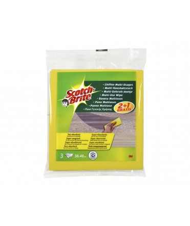 Multipurpose cloth 3m scotch brite yellow pack 2 units + 1 free