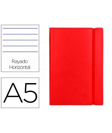 Libreta liderpapel simil piel a5 120 hojas 70g/m2 horizontal sin margen rojo