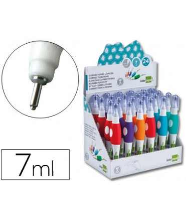 Corrector liderpapel lapiz roller punta metalica de 1.6 mm capacidad 7 ml expositor de 24 unidades