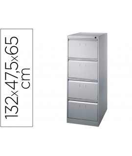 Fichero cajones de suelo metalico de 4 cajones 132cm alto,65cm prof.47,5ancho gris guias telescopicas antivuelco