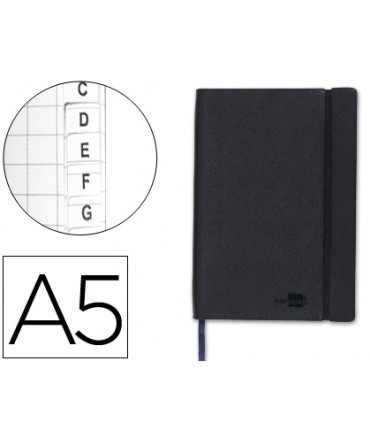 Libreta indice liderpapel similpiel a5 120 hojas 70gr color negro