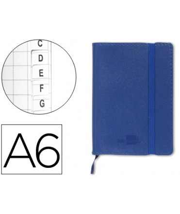 Libreta indice liderpapel similpiel a6 120 hojas 70g/m2 color azul