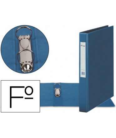 Carpeta 2 anillas 40 mm plastico pardo folio azul