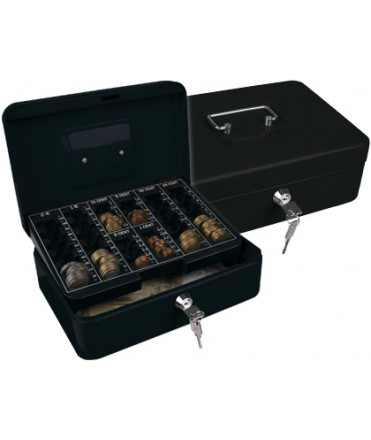 Caja caudales q-connect 10"" 250x180x90 mm negra con portamonedas