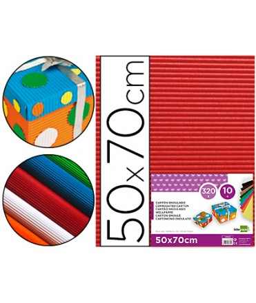 Carton ondulado liderpapel 50 x 70cm 320g/m2 rojo