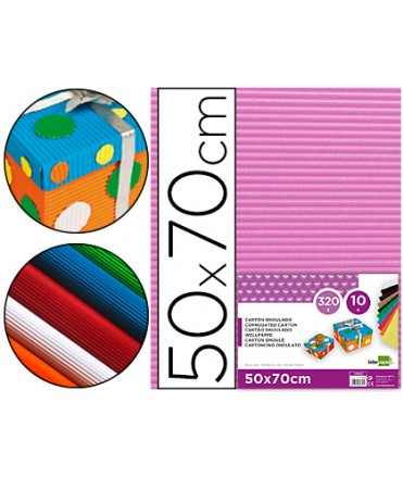 Carton ondulado liderpapel 50 x 70cm 320g/m2 rosa