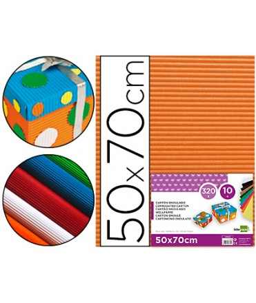 Carton ondulado liderpapel 50 x 70cm 320g/m2 naranja