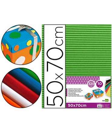 Carton ondulado liderpapel 50 x 70cm 320g/m2 verde hoja