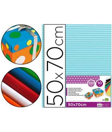 Carton ondulado liderpapel 50 x 70cm 320g/m2 celeste