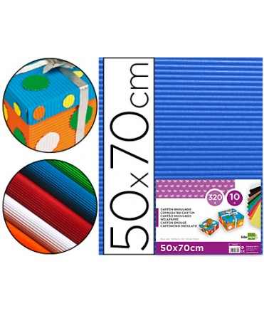 Carton ondulado liderpapel 50 x 70cm 320g/m2 azul